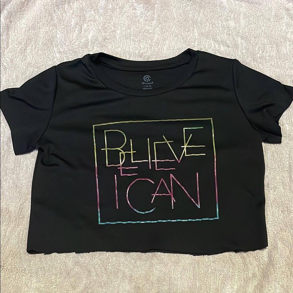 Champion Black Short Sleeve Tee with Vibrant Graphic